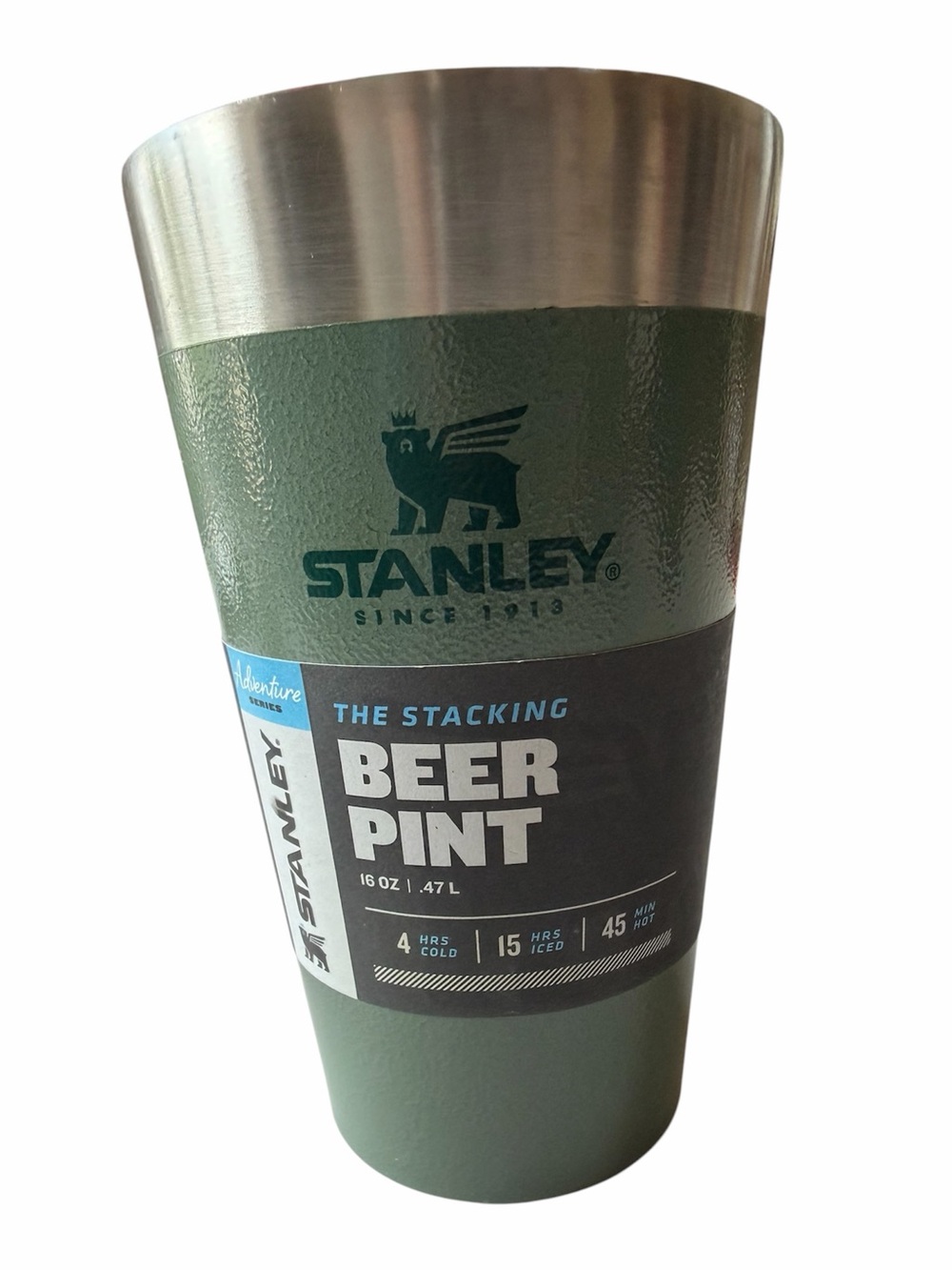 Stanley Adventure Stacking Beer Wine Pint 16 oz cup stainless steel green NWT